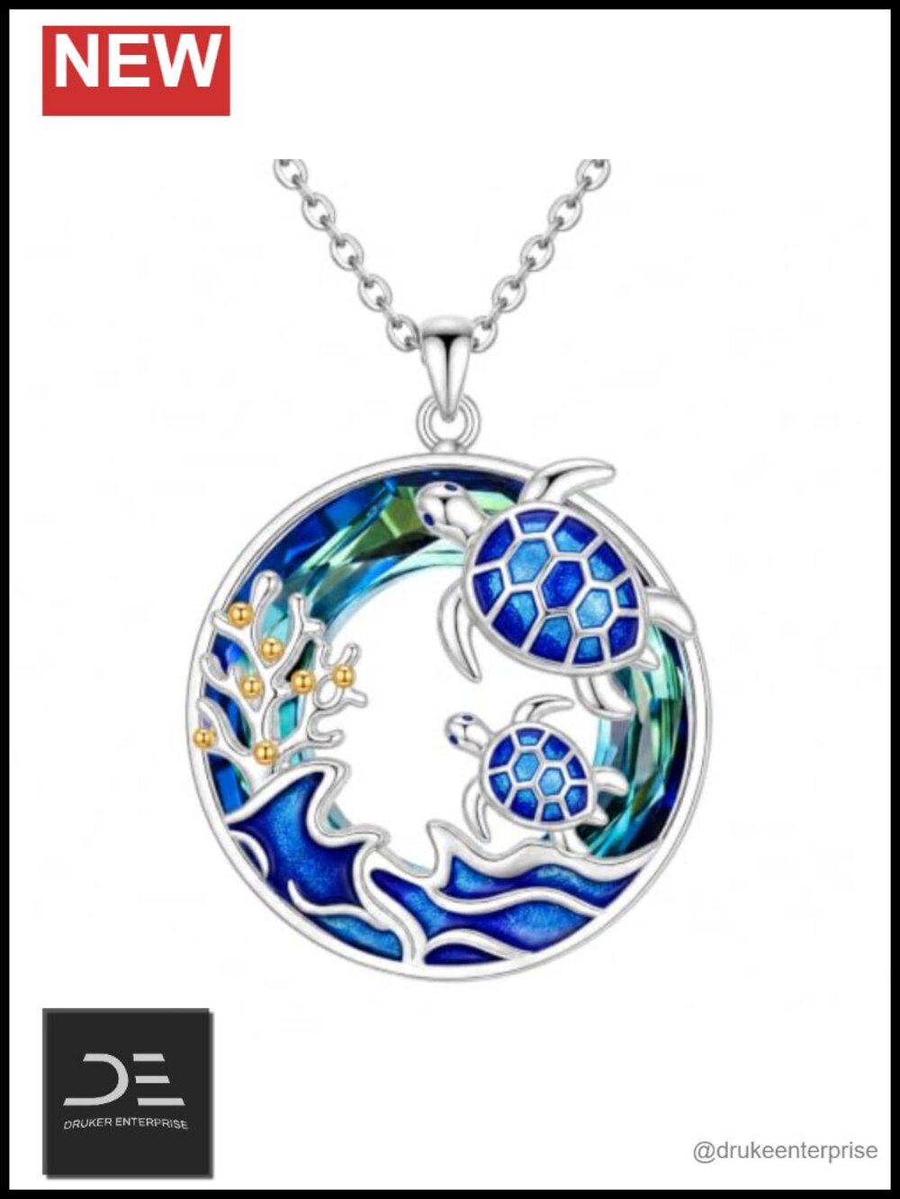 Crystal Sea Animal Ocean Pendant Longevity Turtle Necklace Women's Jewelry